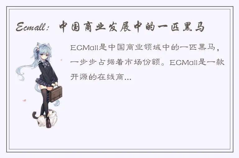 Ecmall：中国商业发展中的一匹黑马