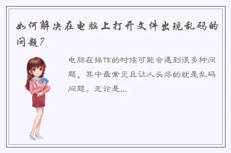 如何解决在电脑上打开文件出现乱码的问题？