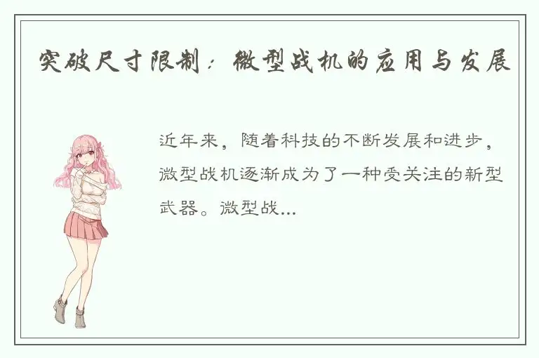 突破尺寸限制：微型战机的应用与发展