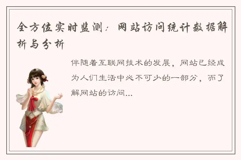 全方位实时监测：网站访问统计数据解析与分析