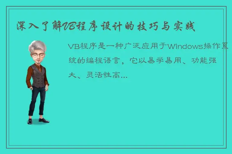 深入了解VB程序设计的技巧与实践