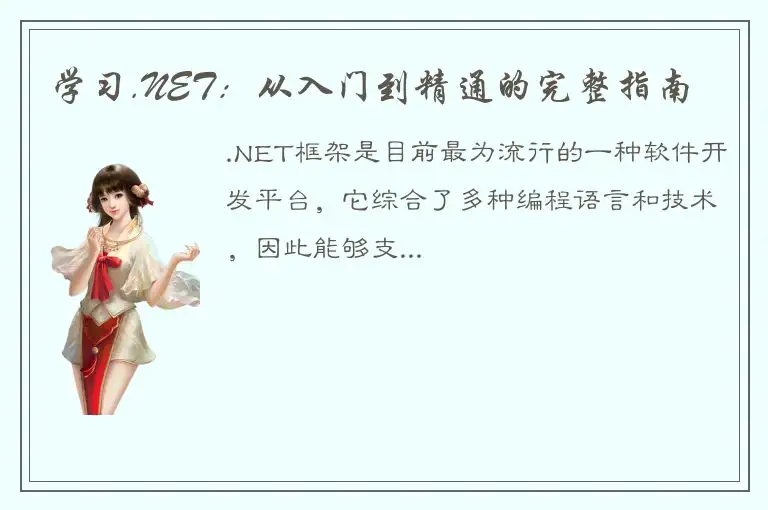 学习.NET：从入门到精通的完整指南