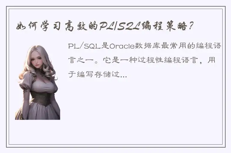 如何学习高效的PL/SQL编程策略？