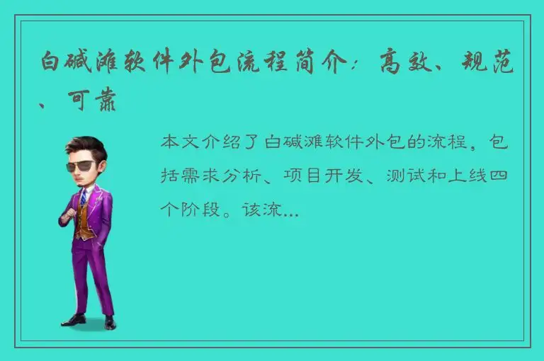 白碱滩软件外包流程简介：高效、规范、可靠