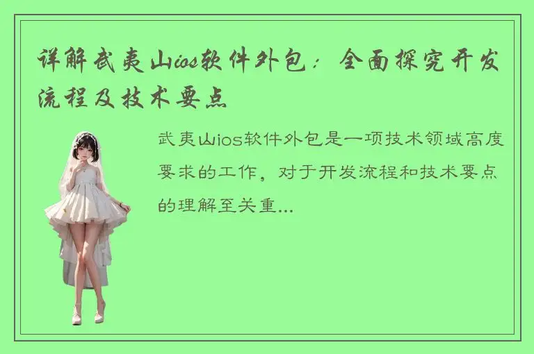 详解武夷山ios软件外包：全面探究开发流程及技术要点
