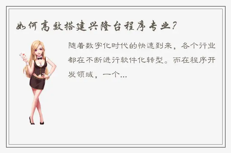 如何高效搭建兴隆台程序专业？