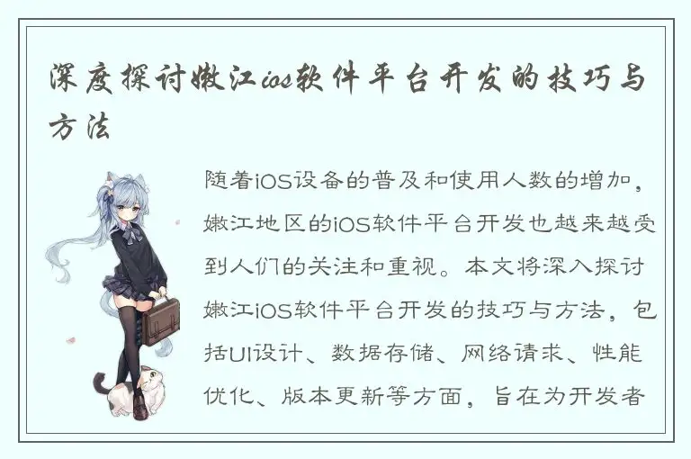 深度探讨嫩江ios软件平台开发的技巧与方法