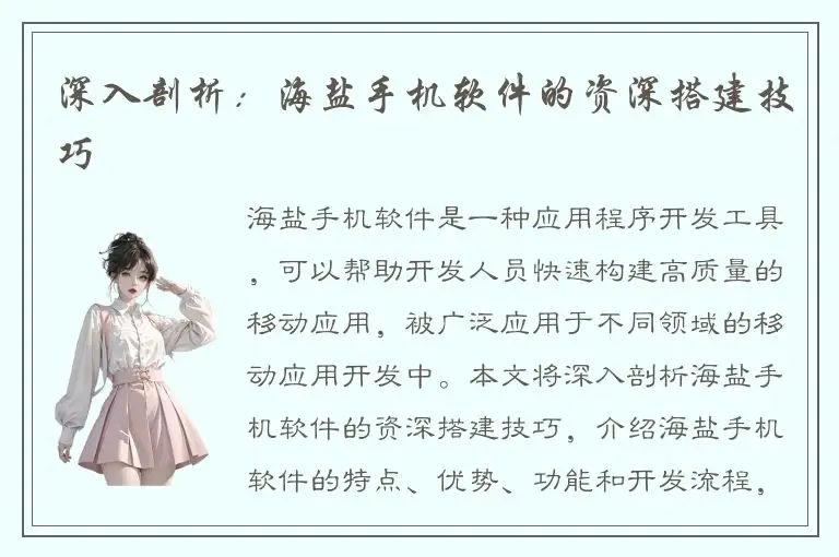 深入剖析：海盐手机软件的资深搭建技巧