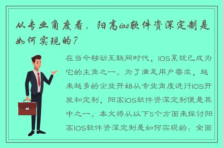 从专业角度看，阳高ios软件资深定制是如何实现的？