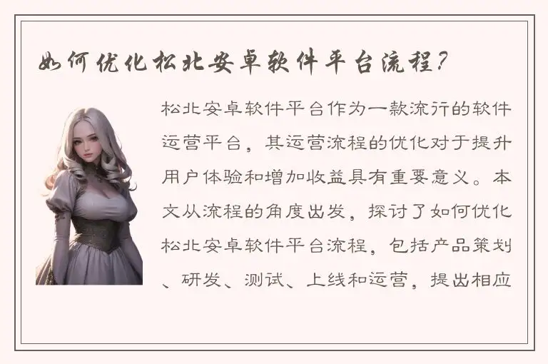 如何优化松北安卓软件平台流程？