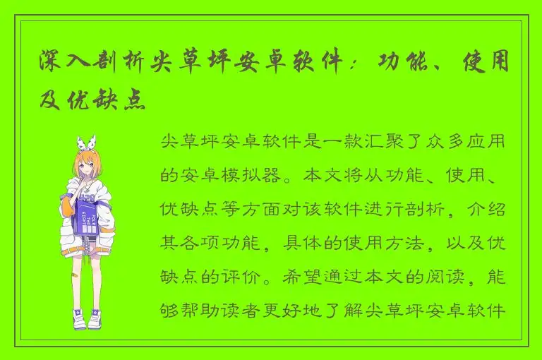 深入剖析尖草坪安卓软件：功能、使用及优缺点