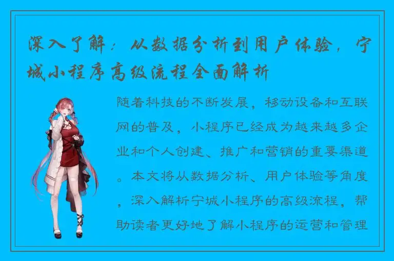 深入了解：从数据分析到用户体验，宁城小程序高级流程全面解析