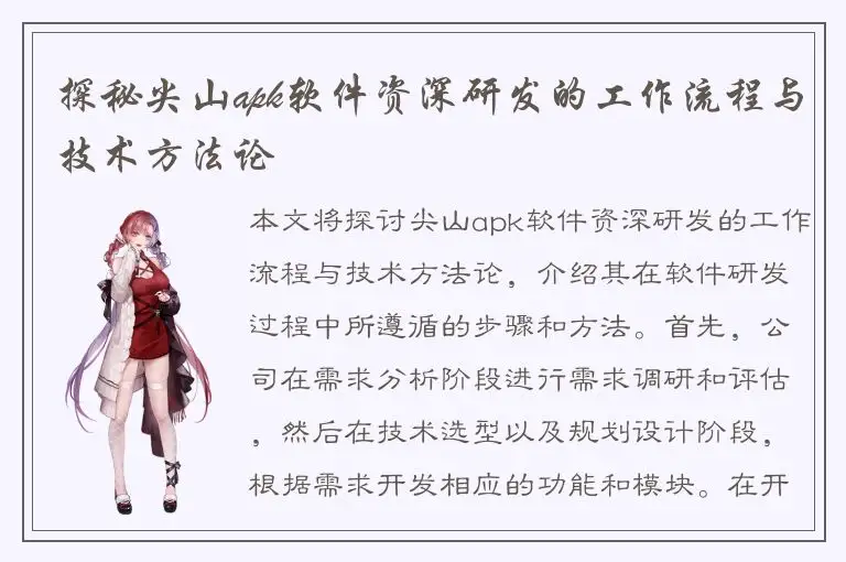 探秘尖山apk软件资深研发的工作流程与技术方法论