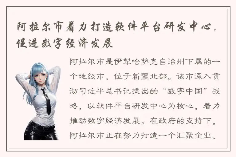 阿拉尔市着力打造软件平台研发中心，促进数字经济发展