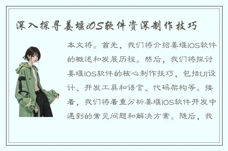 深入探寻姜堰iOS软件资深制作技巧