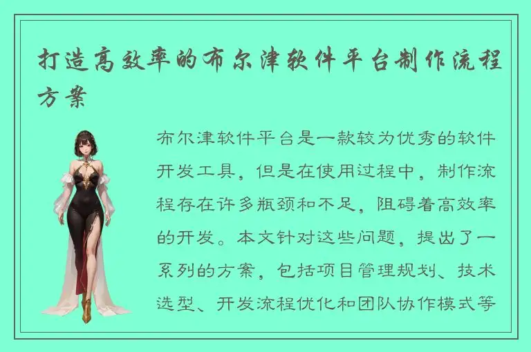 打造高效率的布尔津软件平台制作流程方案