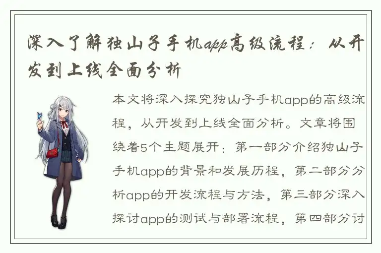 深入了解独山子手机app高级流程：从开发到上线全面分析