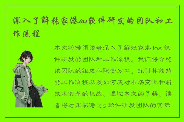 深入了解张家港ios软件研发的团队和工作流程