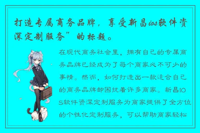 打造专属商务品牌，享受新昌ios软件资深定制服务”的标题。