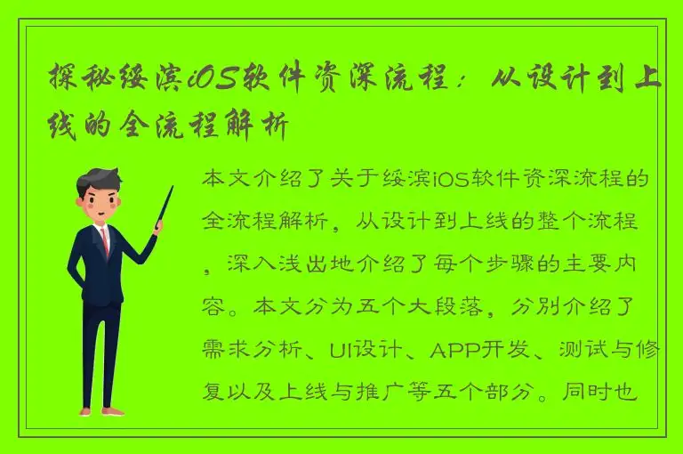 探秘绥滨iOS软件资深流程：从设计到上线的全流程解析