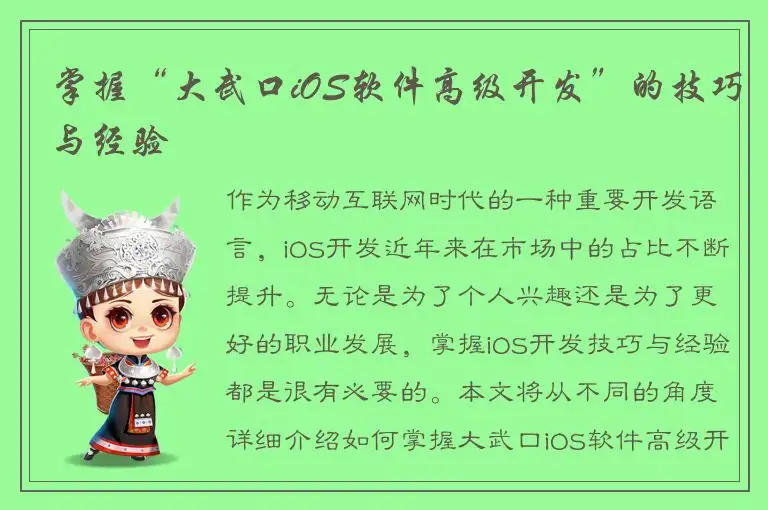 掌握“大武口iOS软件高级开发”的技巧与经验