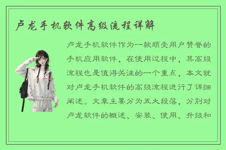 卢龙手机软件高级流程详解