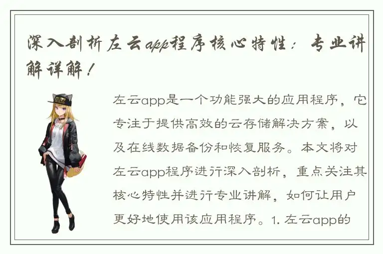 深入剖析左云app程序核心特性：专业讲解详解！