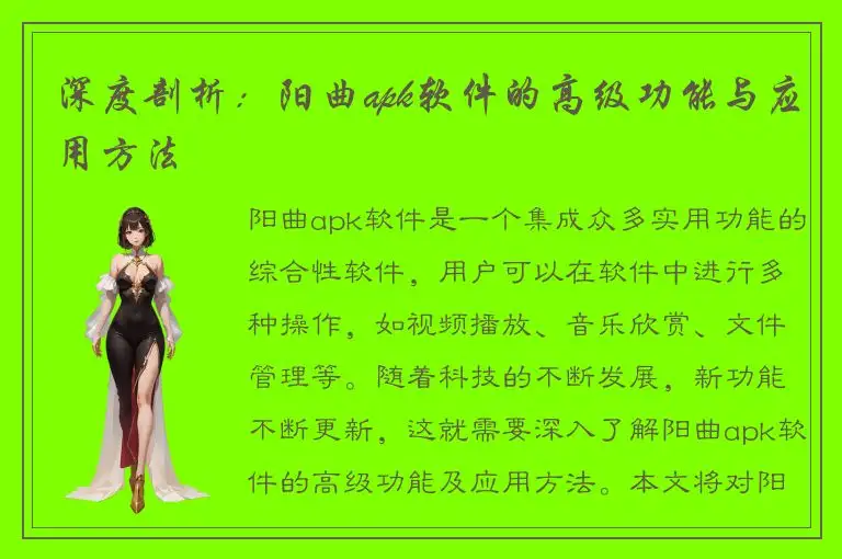 深度剖析：阳曲apk软件的高级功能与应用方法