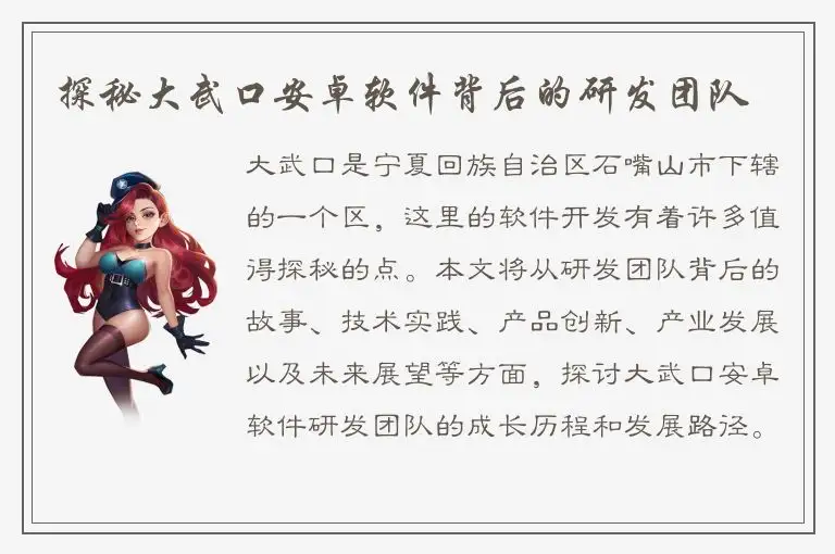 探秘大武口安卓软件背后的研发团队