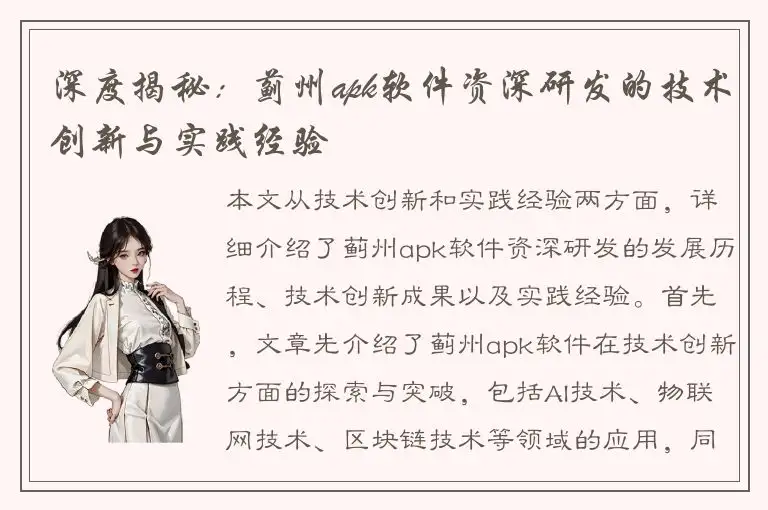 深度揭秘：蓟州apk软件资深研发的技术创新与实践经验