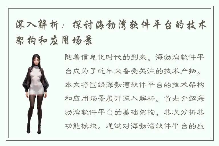 深入解析：探讨海勃湾软件平台的技术架构和应用场景