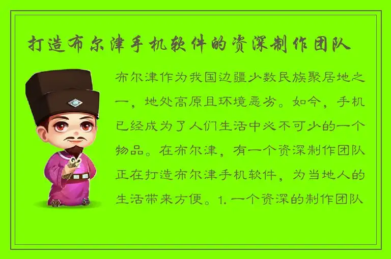 打造布尔津手机软件的资深制作团队