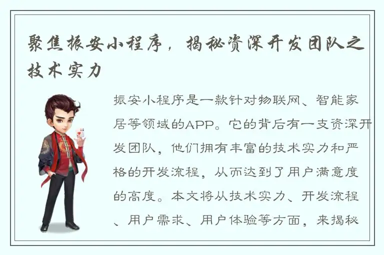 聚焦振安小程序，揭秘资深开发团队之技术实力