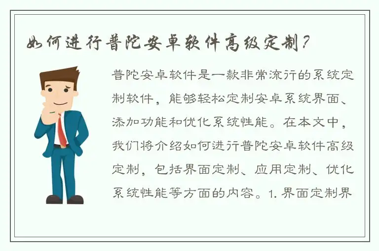 如何进行普陀安卓软件高级定制？