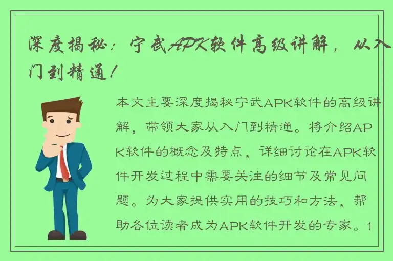 深度揭秘：宁武APK软件高级讲解，从入门到精通！