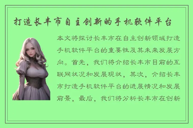 打造长丰市自主创新的手机软件平台