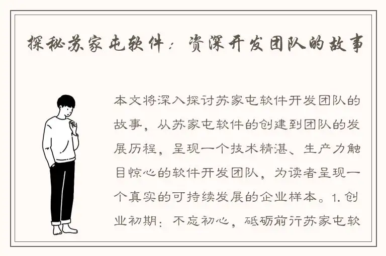 探秘苏家屯软件：资深开发团队的故事
