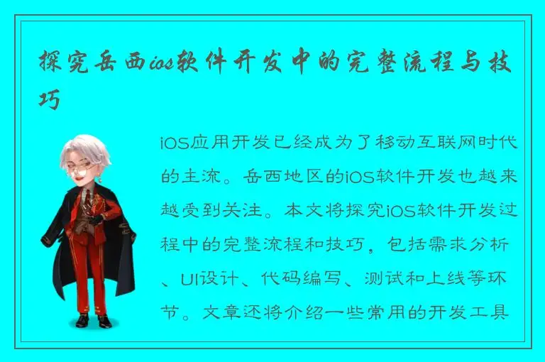 探究岳西ios软件开发中的完整流程与技巧