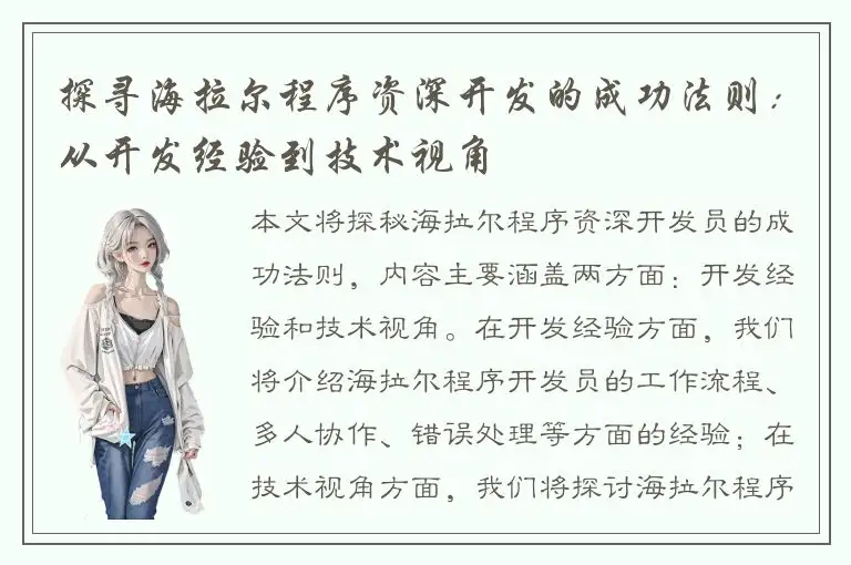 探寻海拉尔程序资深开发的成功法则：从开发经验到技术视角