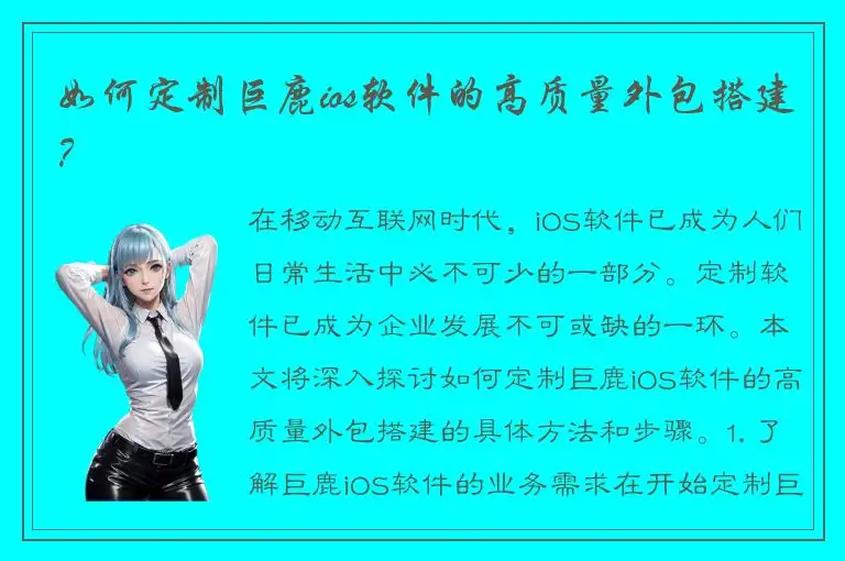 如何定制巨鹿ios软件的高质量外包搭建？