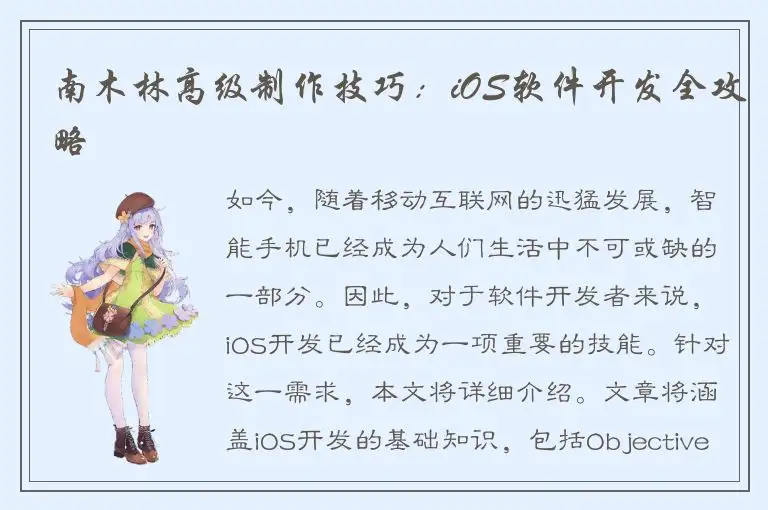 南木林高级制作技巧：iOS软件开发全攻略