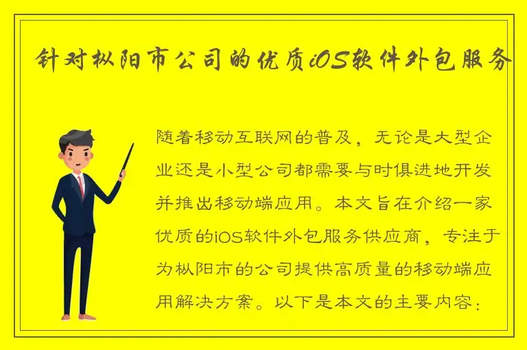 针对枞阳市公司的优质iOS软件外包服务