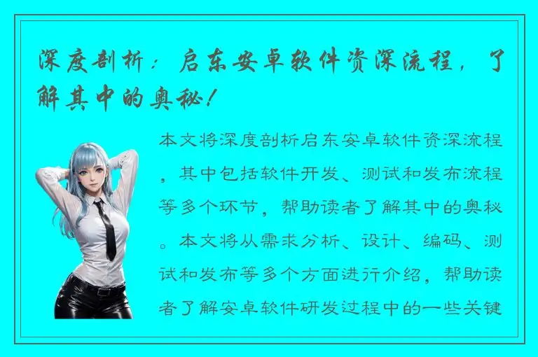 深度剖析：启东安卓软件资深流程，了解其中的奥秘！