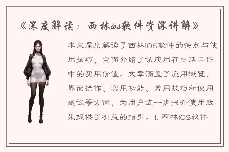 《深度解读：西林ios软件资深讲解》