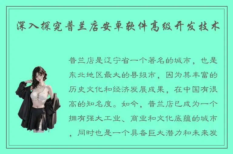 深入探究普兰店安卓软件高级开发技术