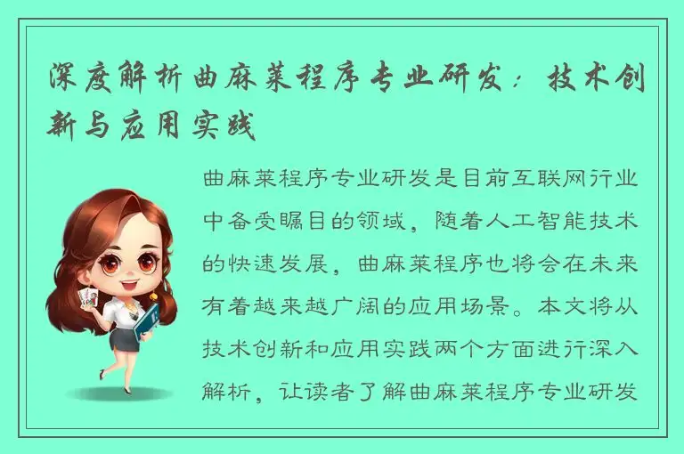 深度解析曲麻莱程序专业研发：技术创新与应用实践