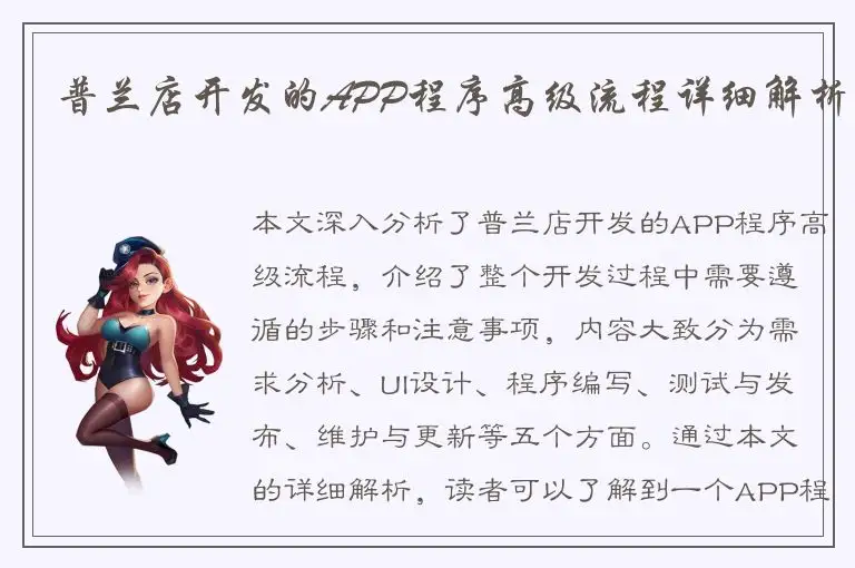 普兰店开发的APP程序高级流程详细解析
