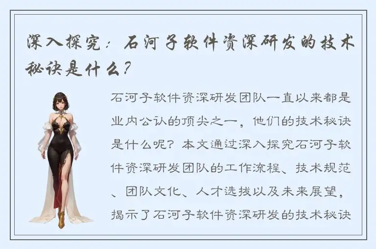 深入探究：石河子软件资深研发的技术秘诀是什么？
