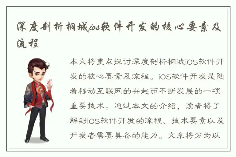 深度剖析桐城ios软件开发的核心要素及流程