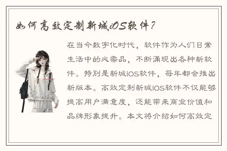 如何高效定制新城iOS软件？